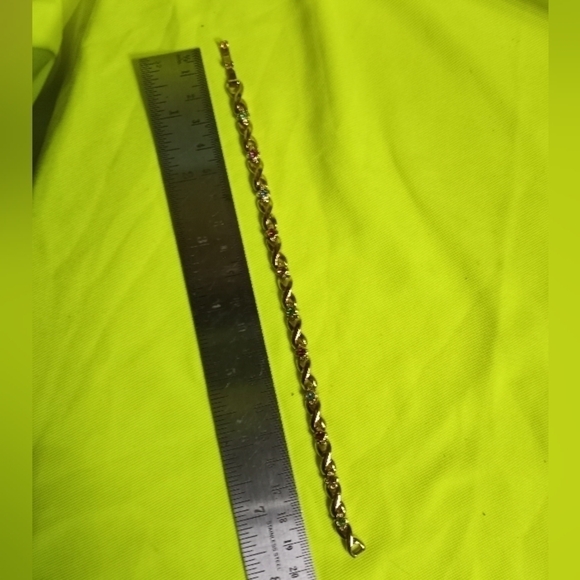 Goldtone multi color link Crystal chain bracelet - Picture 2 of 8